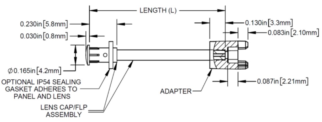Mechanical Drawing - BIVAR SZSF LED Light Pipes